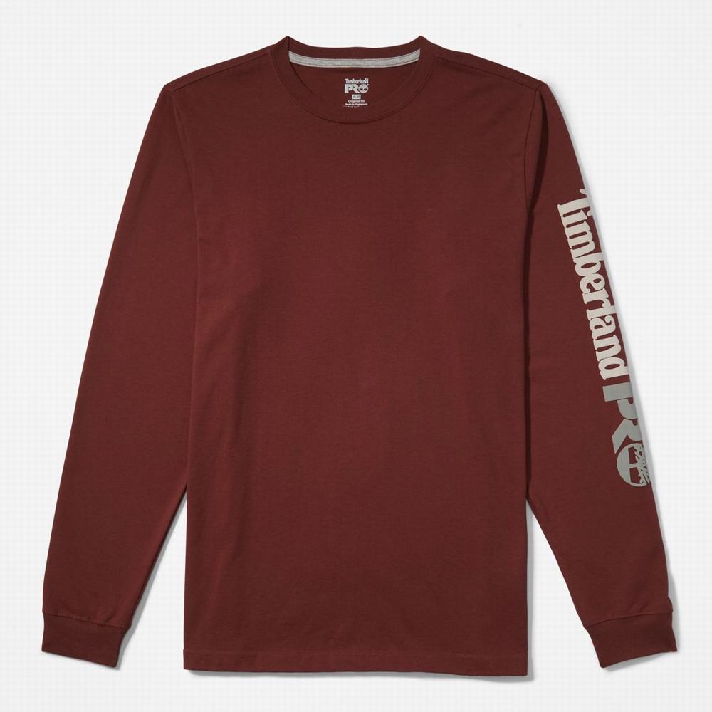 Timberland PRO® Base Plate Long-Sleeve Wicking Tişört Erkek Bordo | TR-8403L