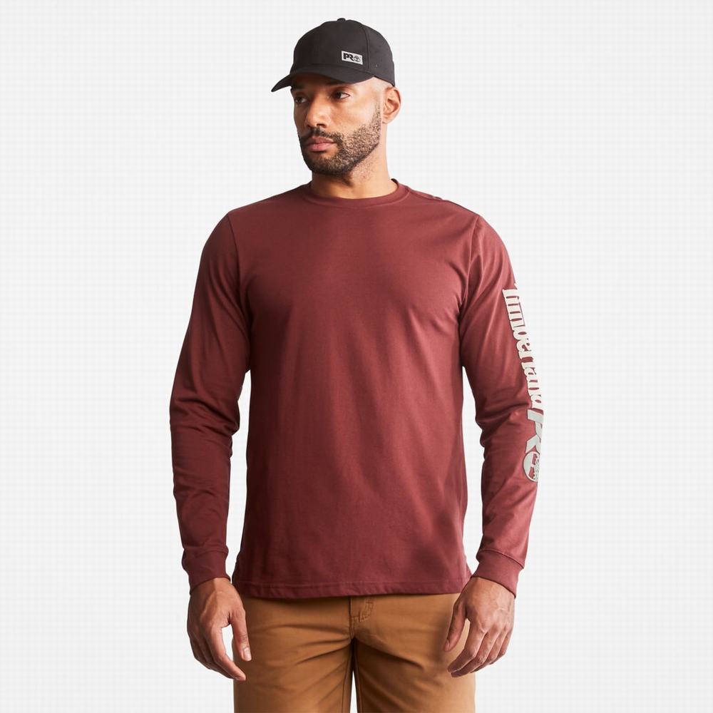 Timberland PRO® Base Plate Long-Sleeve Wicking Tişört Erkek Bordo | TR-8403L