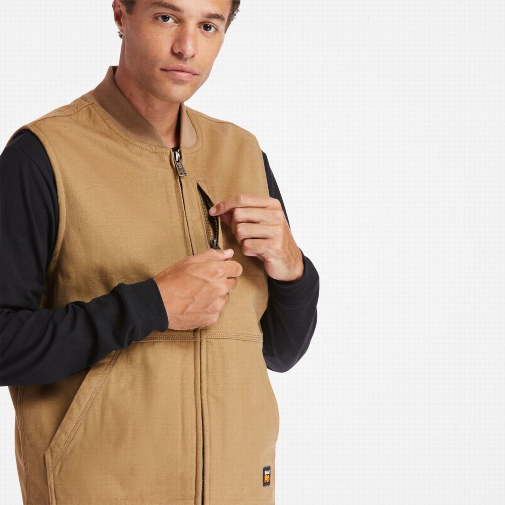 Timberland PRO® Gritman Astar Kanvas Yelek Erkek Koyu Kahverengi | TR-8309F
