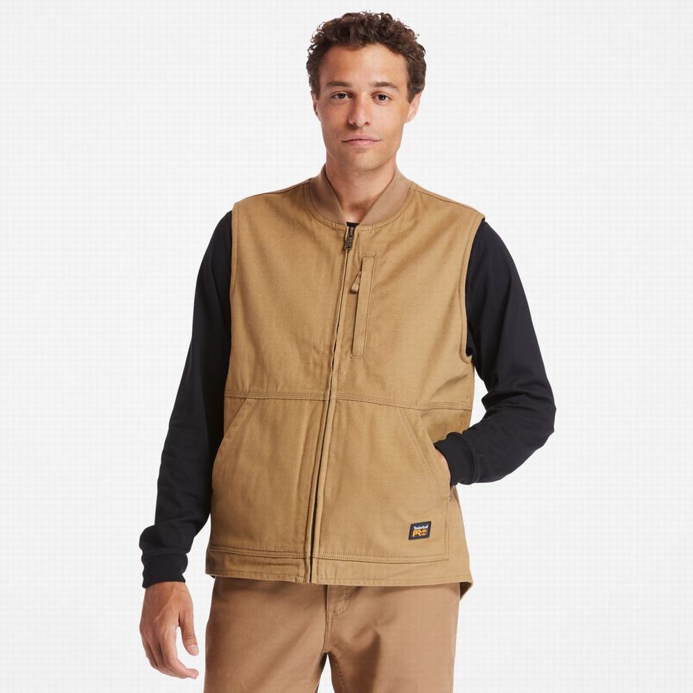 Timberland PRO® Gritman Astar Kanvas Yelek Erkek Koyu Kahverengi | TR-8309F