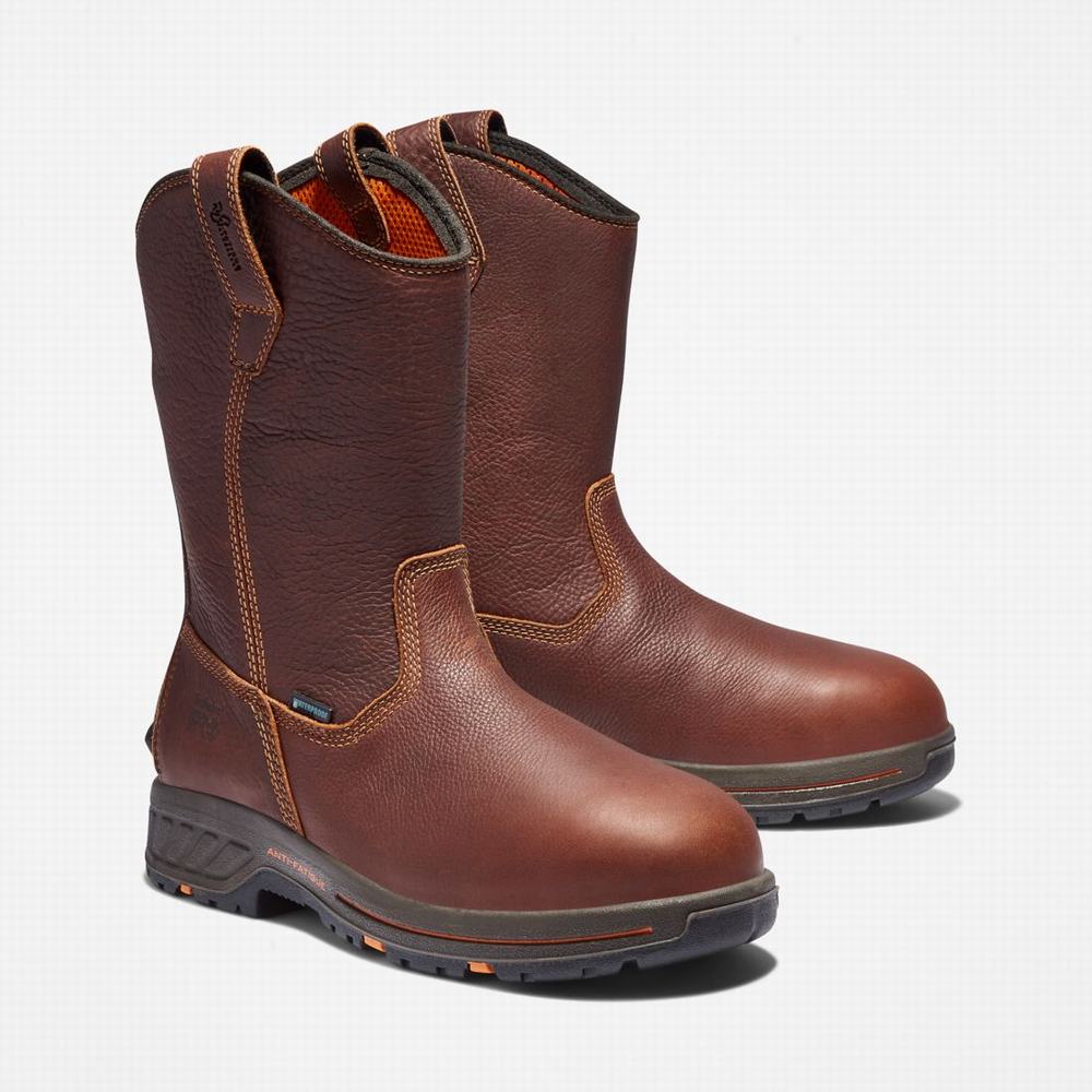 Timberland PRO® Helix HD Pull On Waterproof Iş Botu Erkek Kırmızı Kahverengi | TR-1678H