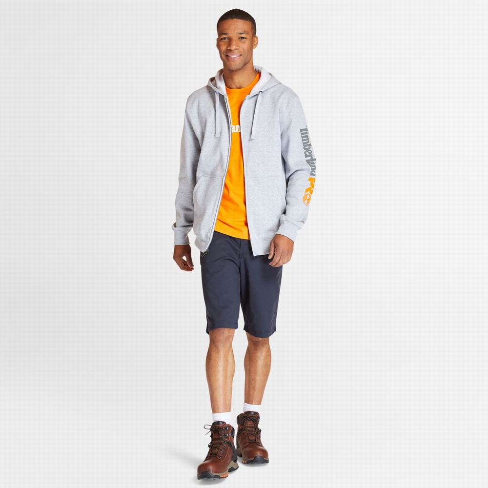 Timberland PRO® Hood Honcho Sport Zip-Front Kapüşonlu Sweatshirt Erkek Gri | TR-4809H