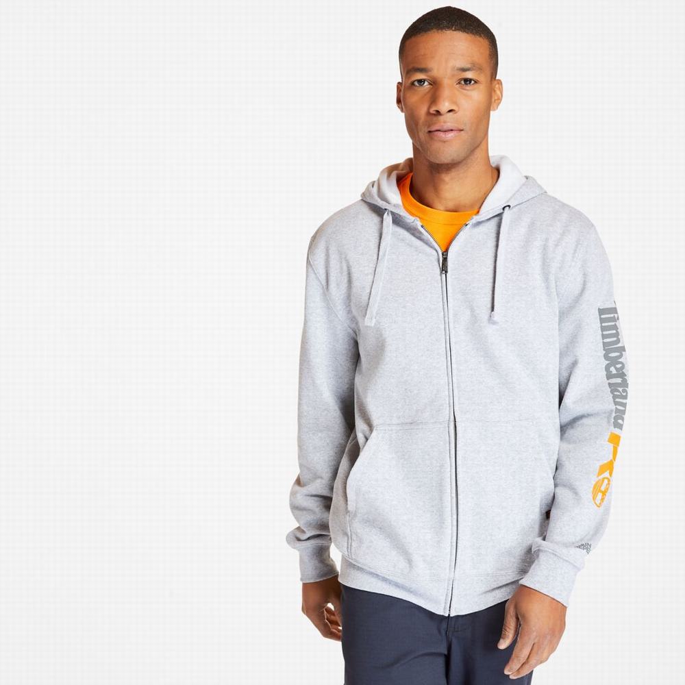 Timberland PRO® Hood Honcho Sport Zip-Front Kapüşonlu Sweatshirt Erkek Gri | TR-4809H