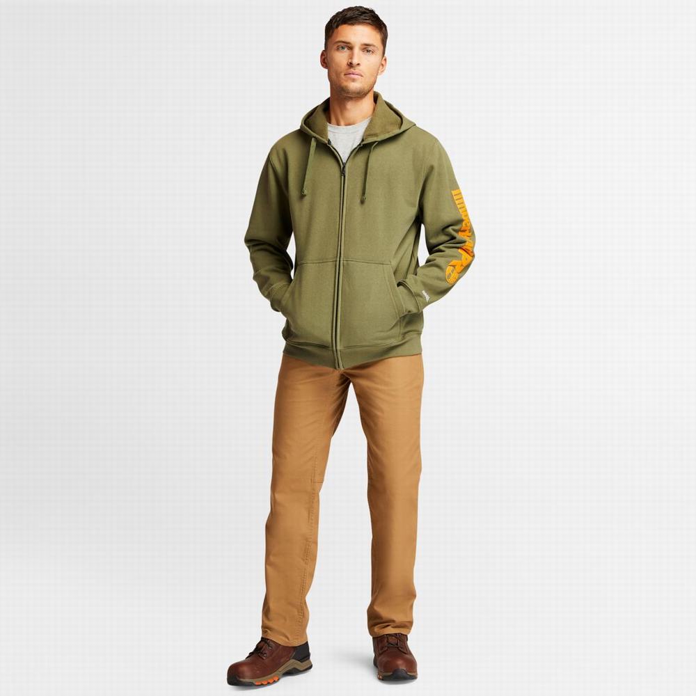 Timberland PRO® Hood Honcho Sport Zip-Front Kapüşonlu Sweatshirt Erkek Zeytin Yeşili | TR-5486J