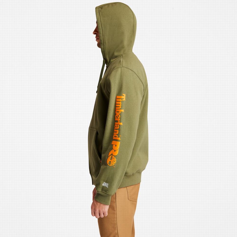 Timberland PRO® Hood Honcho Sport Zip-Front Kapüşonlu Sweatshirt Erkek Zeytin Yeşili | TR-5486J