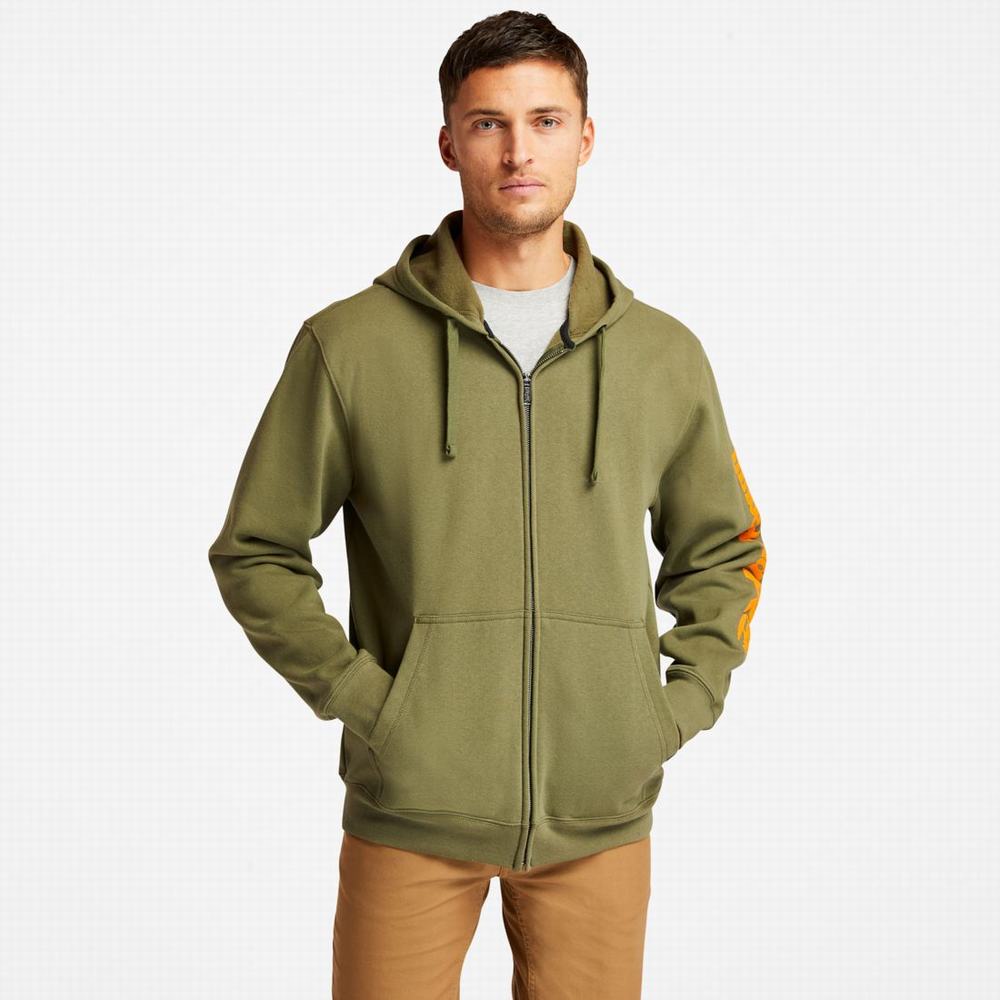Timberland PRO® Hood Honcho Sport Zip-Front Kapüşonlu Sweatshirt Erkek Zeytin Yeşili | TR-5486J