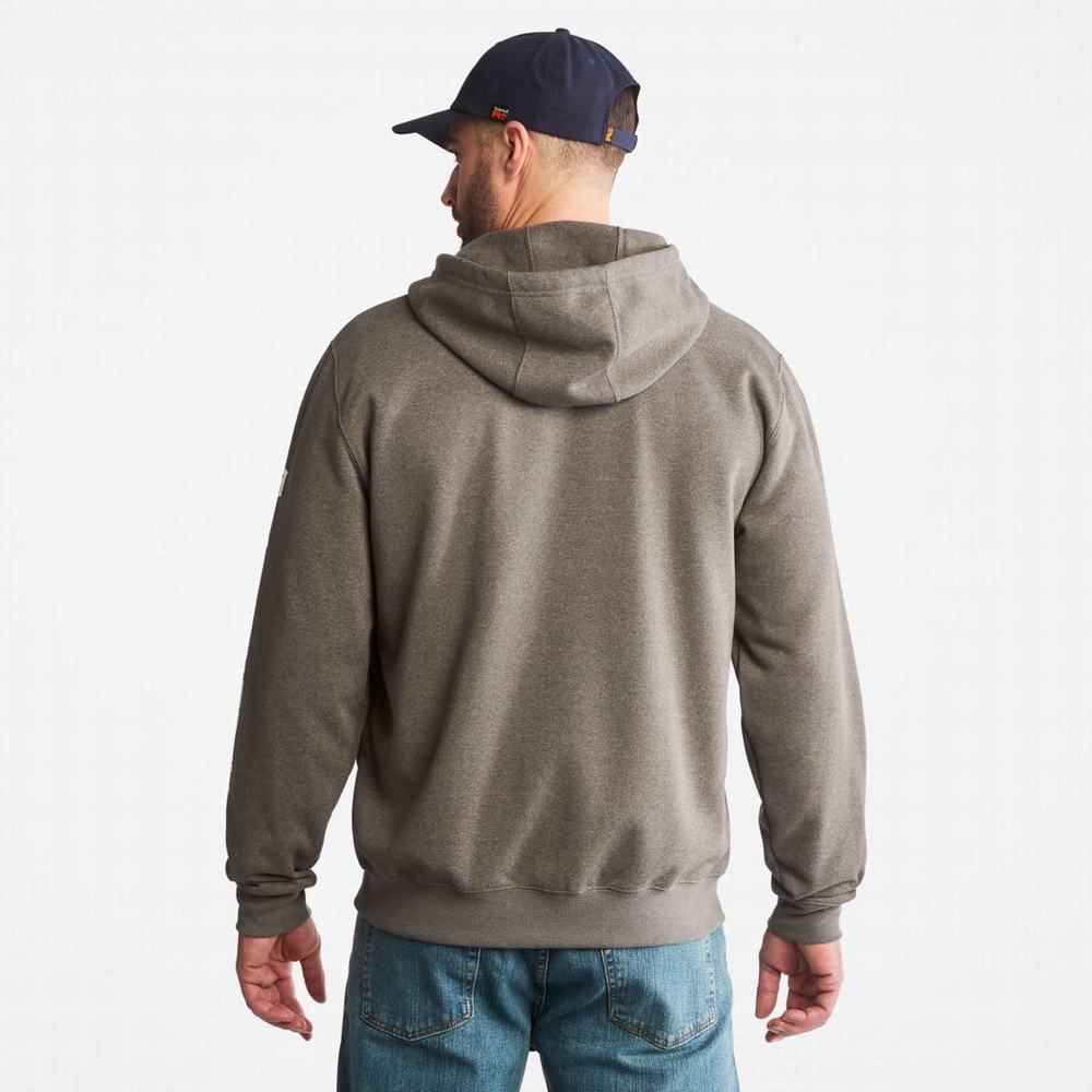 Timberland PRO® Hood Honcho Sport Zip-Front Kapüşonlu Sweatshirt Erkek Koyu Gri Beyaz | TR-8961K