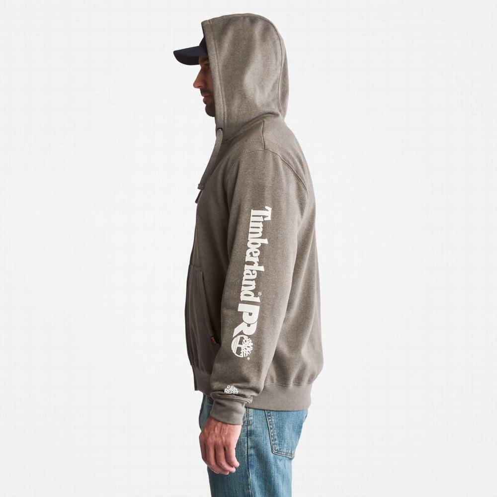 Timberland PRO® Hood Honcho Sport Zip-Front Kapüşonlu Sweatshirt Erkek Koyu Gri Beyaz | TR-8961K