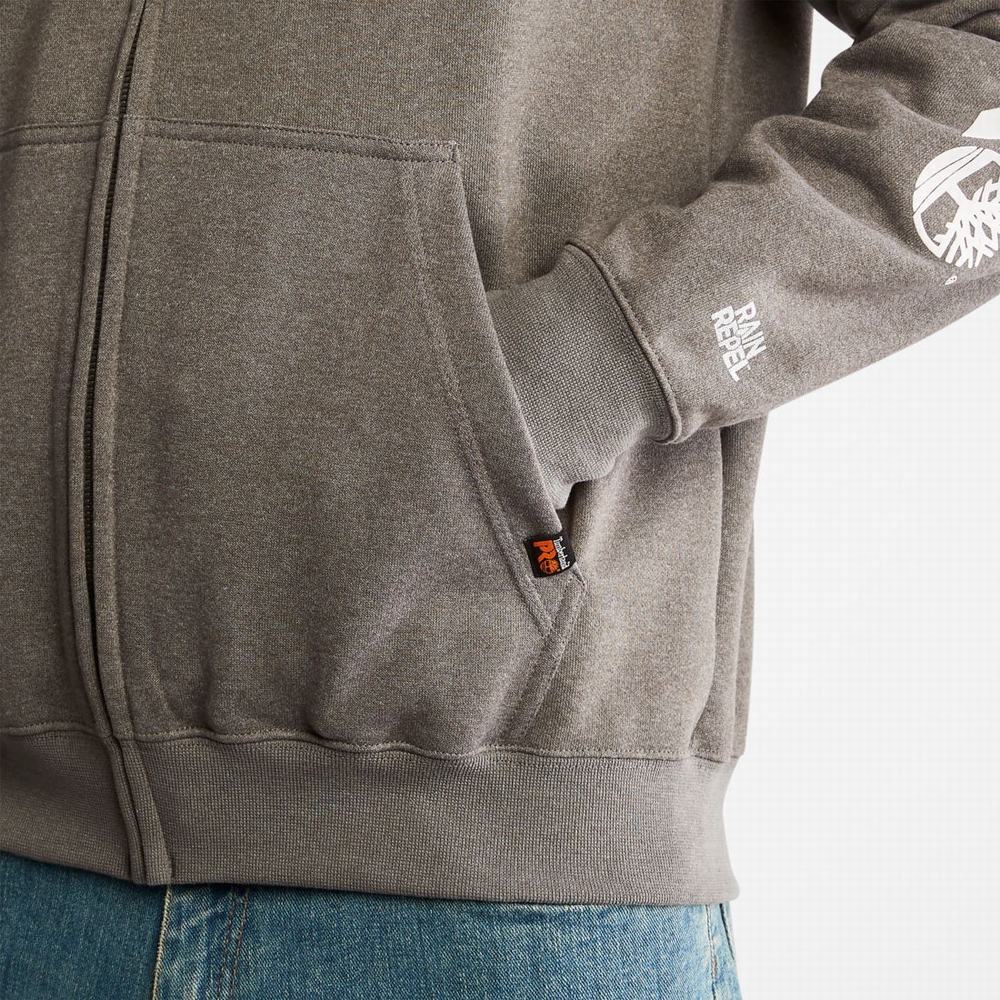 Timberland PRO® Hood Honcho Sport Zip-Front Kapüşonlu Sweatshirt Erkek Koyu Gri Beyaz | TR-8961K