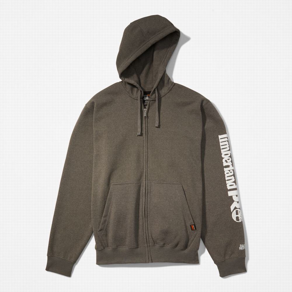 Timberland PRO® Hood Honcho Sport Zip-Front Kapüşonlu Sweatshirt Erkek Koyu Gri Beyaz | TR-8961K