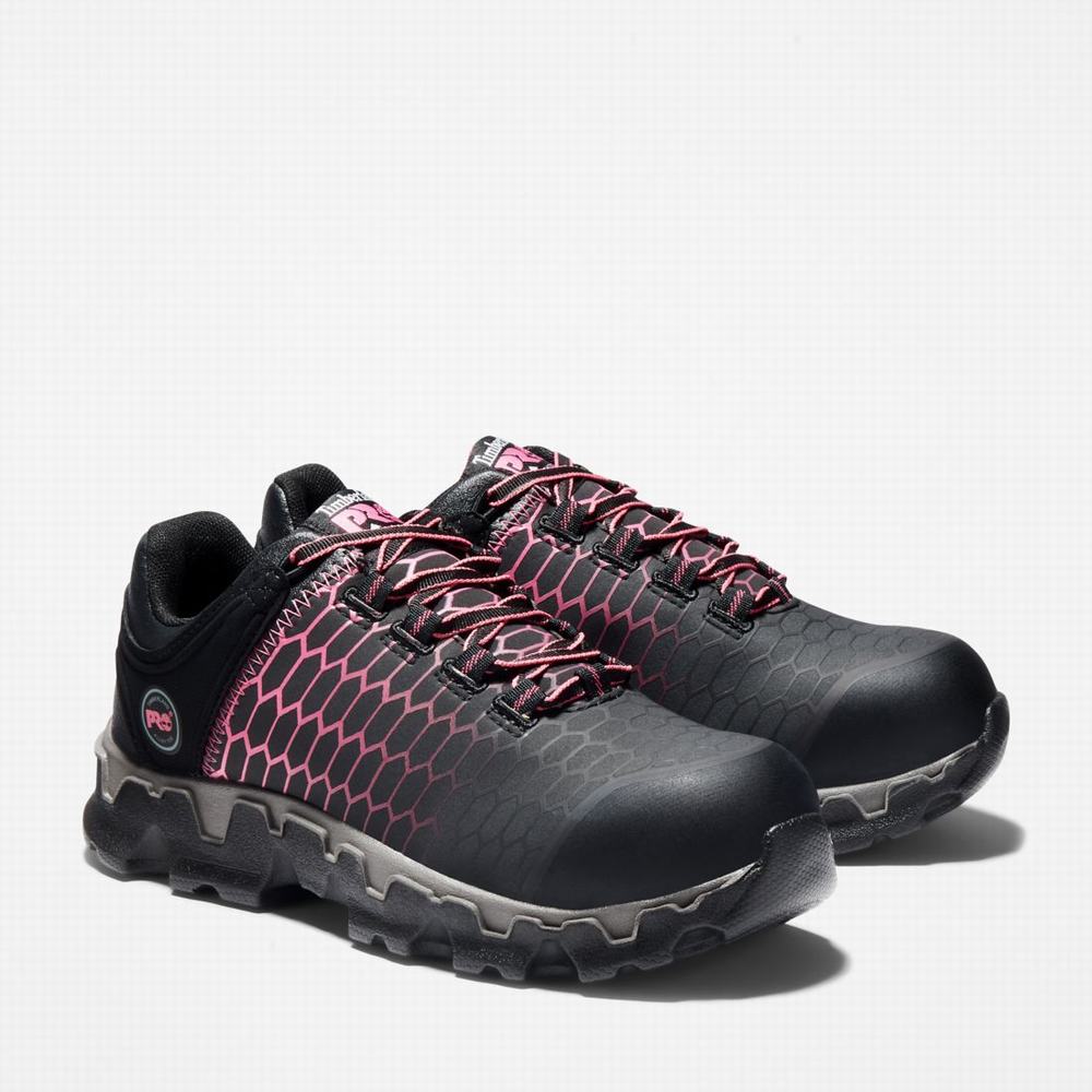 Timberland PRO® Powertrain Sport Alloy Burunlu İş Sneaker İş Ayakkabısı Kadın Siyah Pembe | TR-8372T