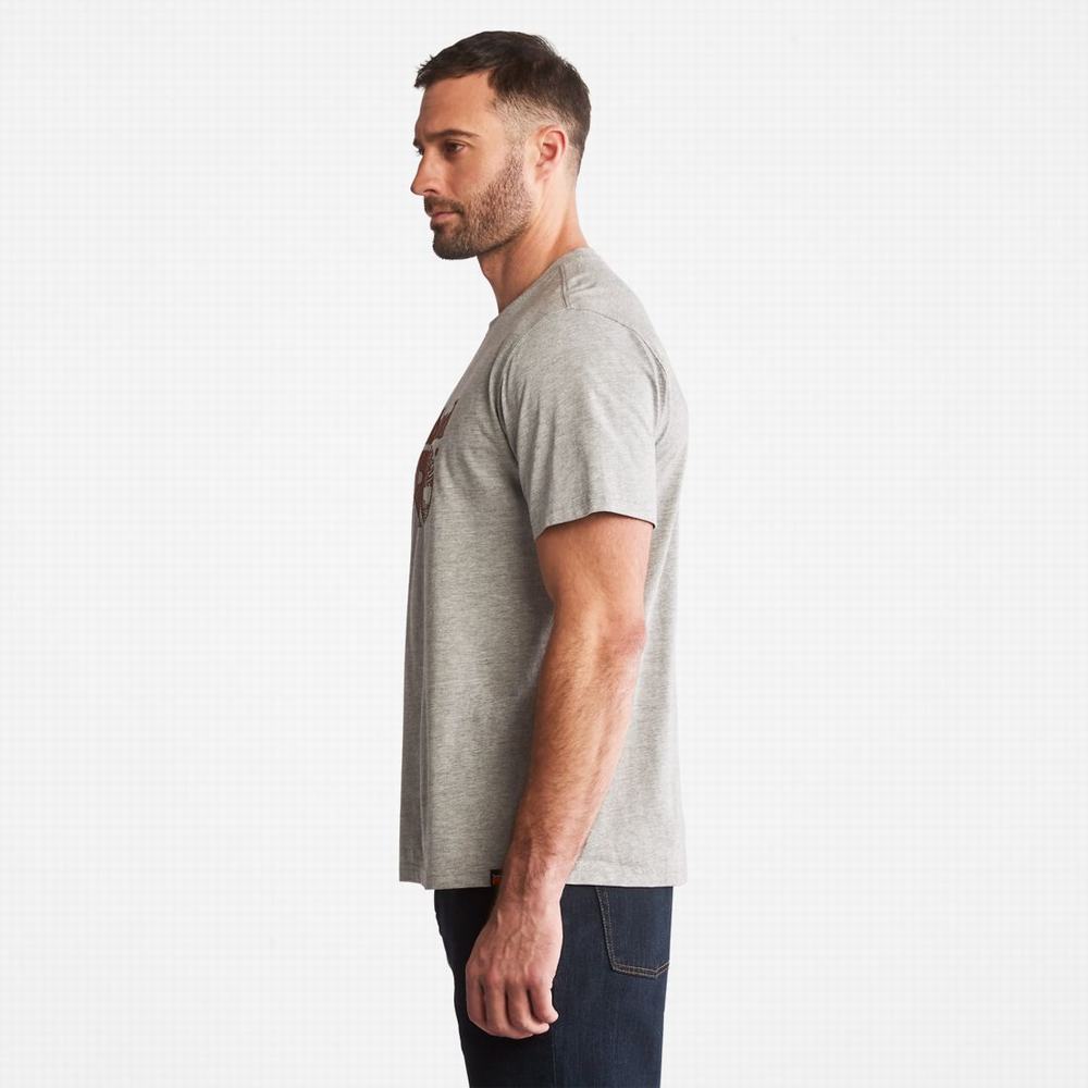 Timberland PRO® Textured Graphic Kısa-Sleeve Tişört Erkek Açık Gri | TR-6705Z