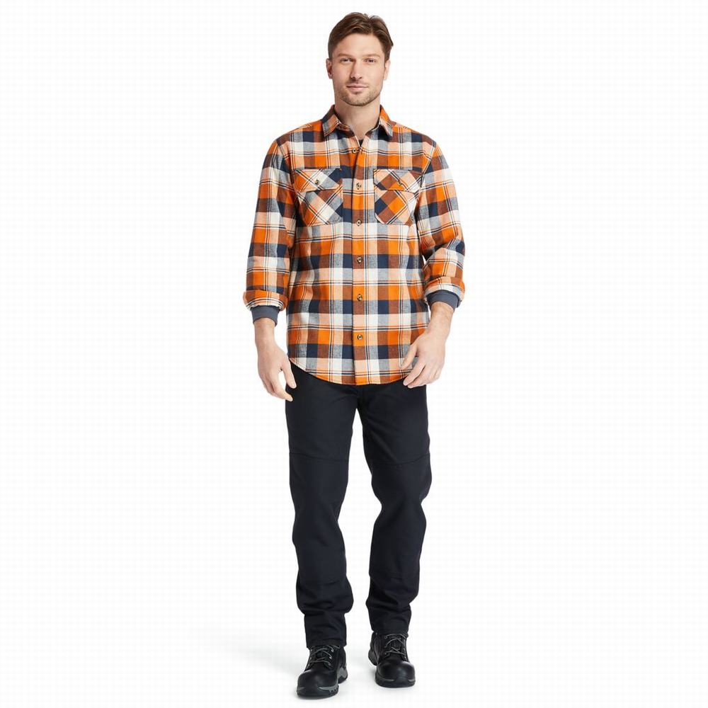 Timberland PRO® Woodfort Heavyweight Flannel İş Gömlek Erkek Turuncu | TR-2503Y