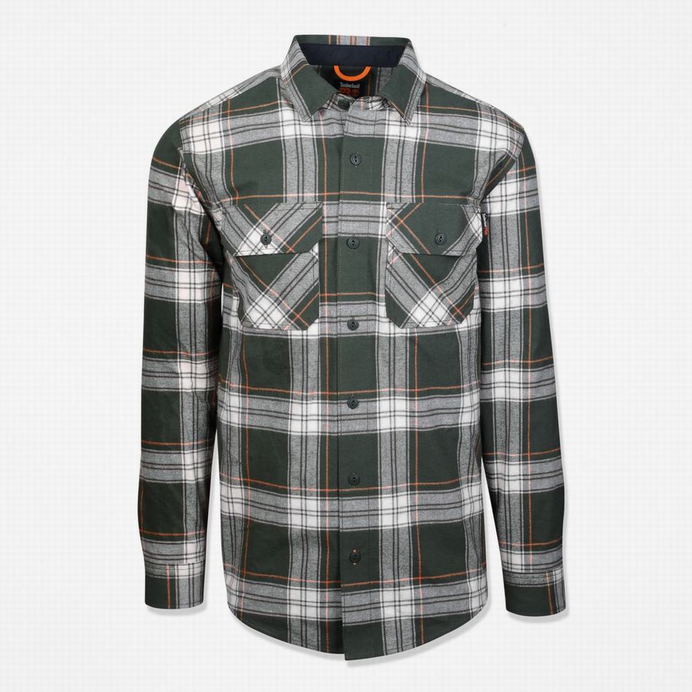 Timberland PRO® Woodfort Heavyweight Flannel İş Gömlek Erkek Koyu Yeşil | TR-4567P