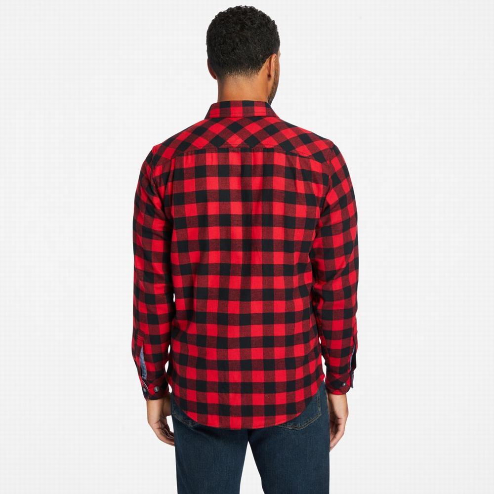 Timberland PRO® Woodfort Midweight Flannel İş Gömlek Erkek Kırmızı Siyah | TR-1309W