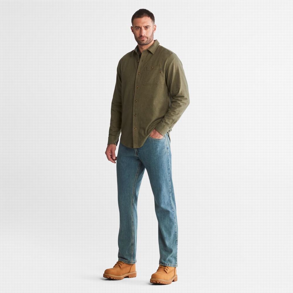 Timberland PRO® Woodfort Midweight Flannel İş Gömlek Erkek Koyu Yeşil | TR-6214M