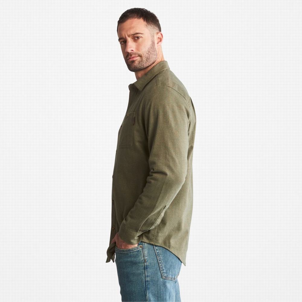 Timberland PRO® Woodfort Midweight Flannel İş Gömlek Erkek Koyu Yeşil | TR-6214M