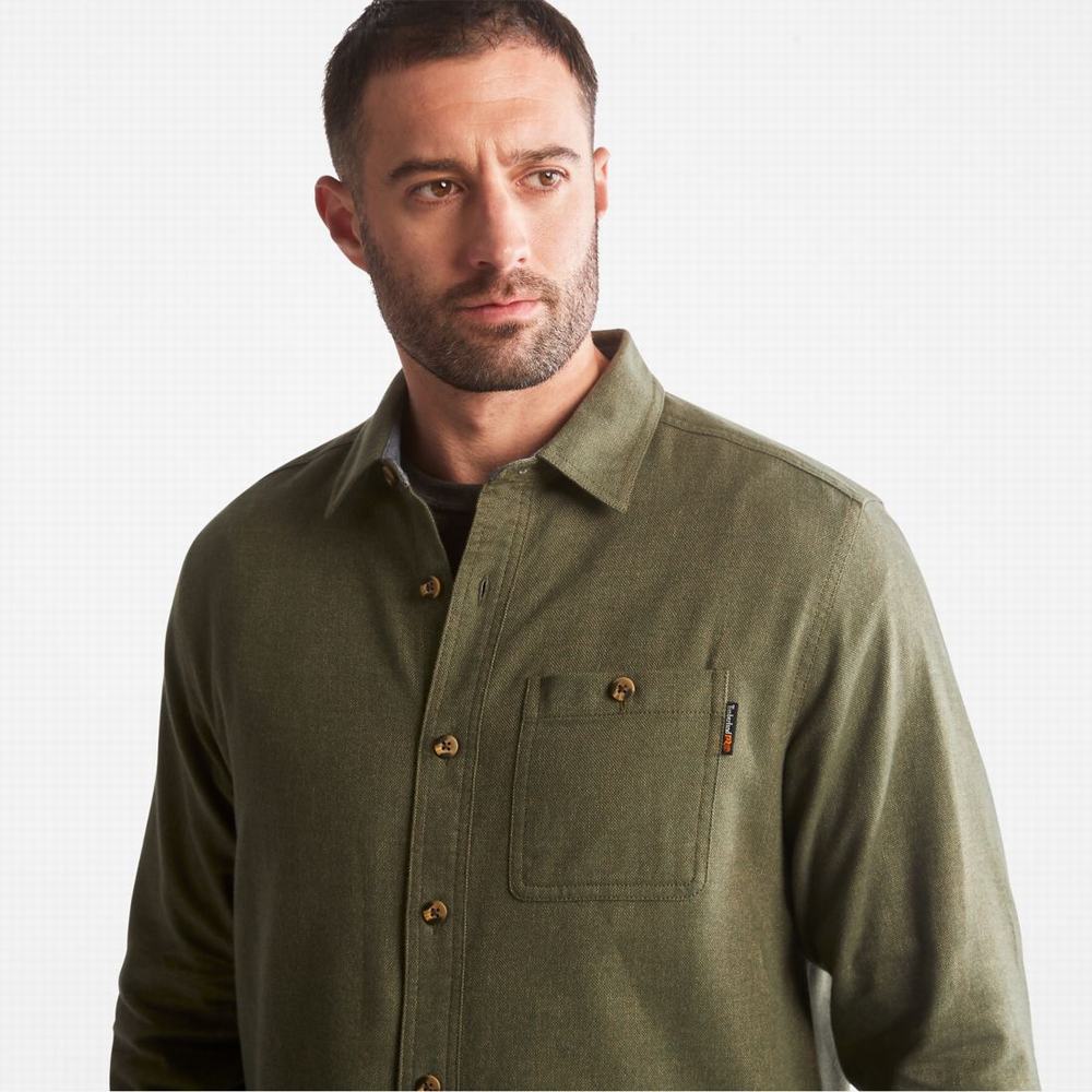 Timberland PRO® Woodfort Midweight Flannel İş Gömlek Erkek Koyu Yeşil | TR-6214M