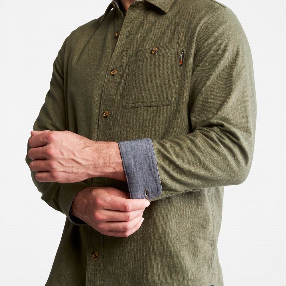 Timberland PRO® Woodfort Midweight Flannel İş Gömlek Erkek Koyu Yeşil | TR-6214M