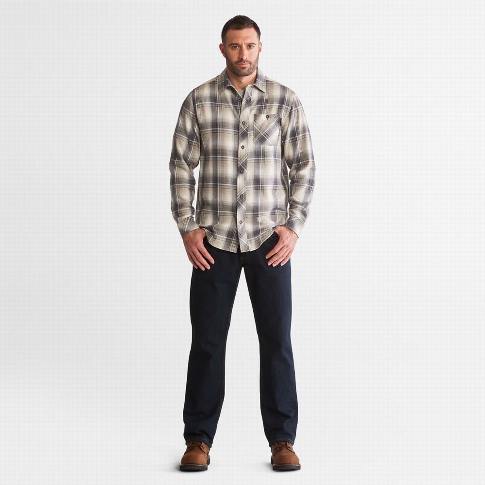 Timberland PRO® Woodfort Midweight Flannel İş Gömlek Erkek Gri | TR-6805V