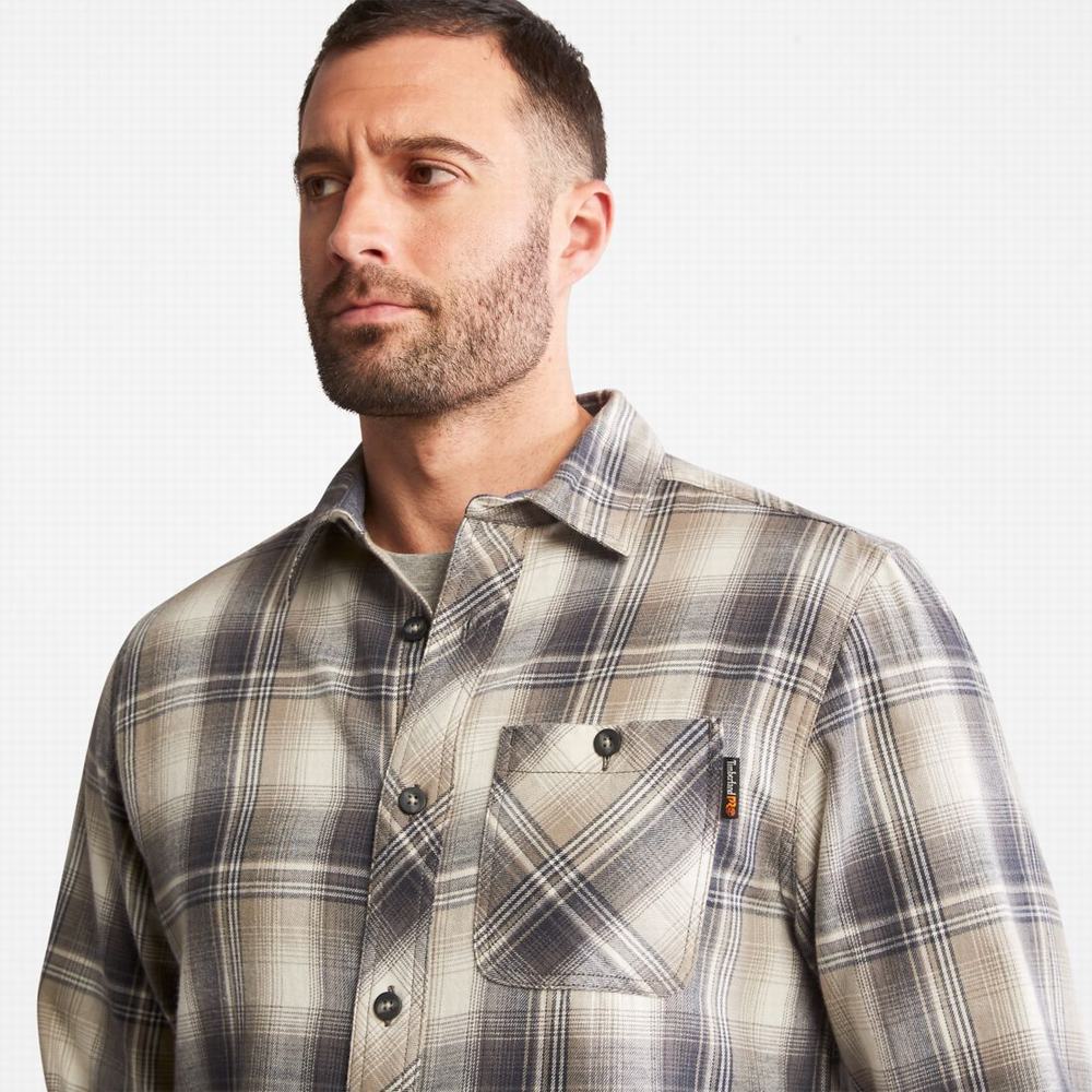 Timberland PRO® Woodfort Midweight Flannel İş Gömlek Erkek Gri | TR-6805V