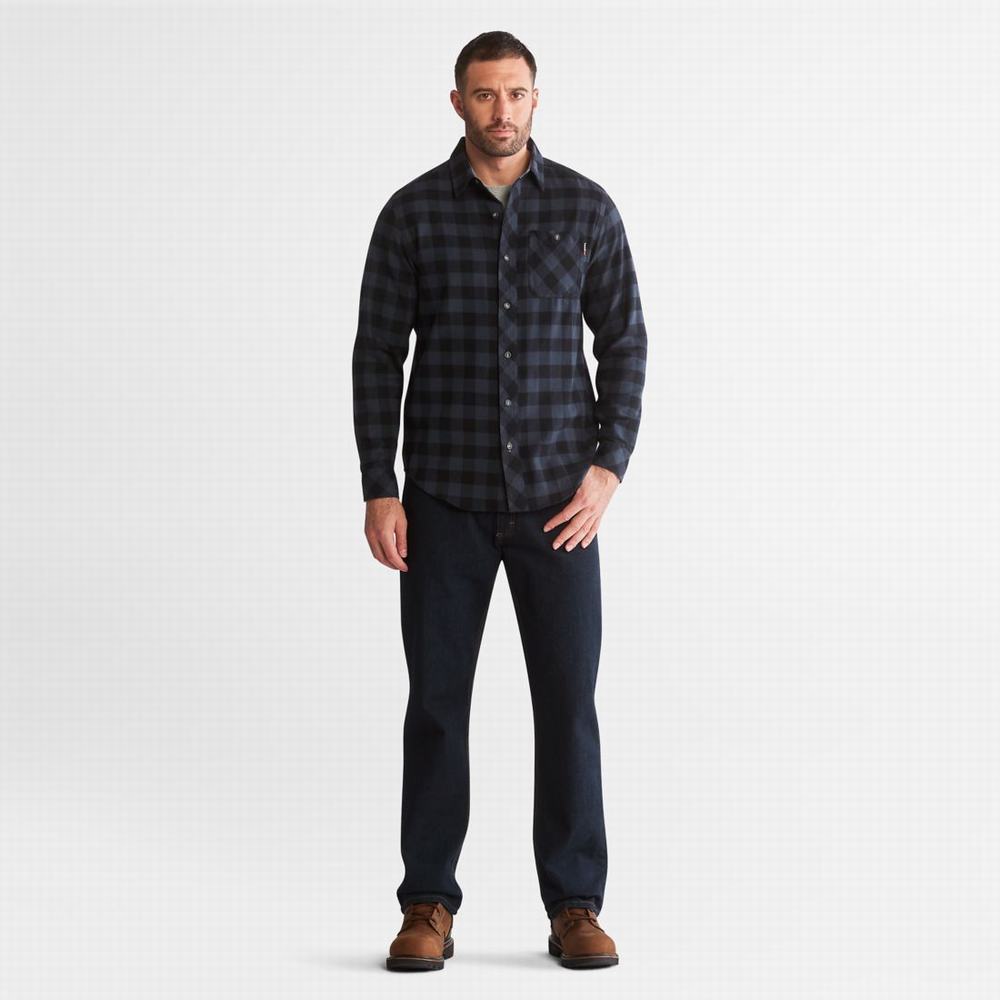 Timberland PRO® Woodfort Midweight Flannel İş Gömlek Erkek Lacivert | TR-9216Q