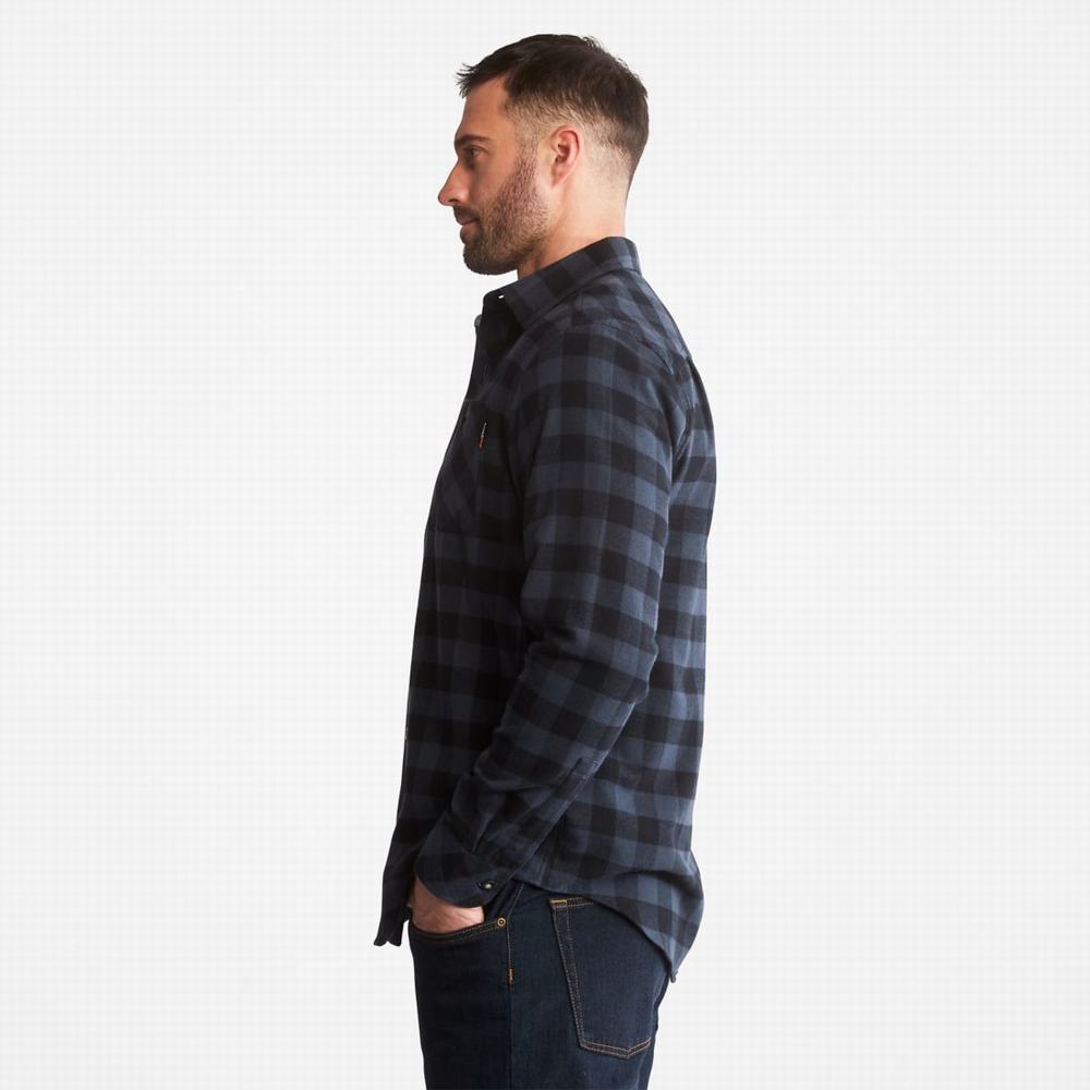 Timberland PRO® Woodfort Midweight Flannel İş Gömlek Erkek Lacivert | TR-9216Q