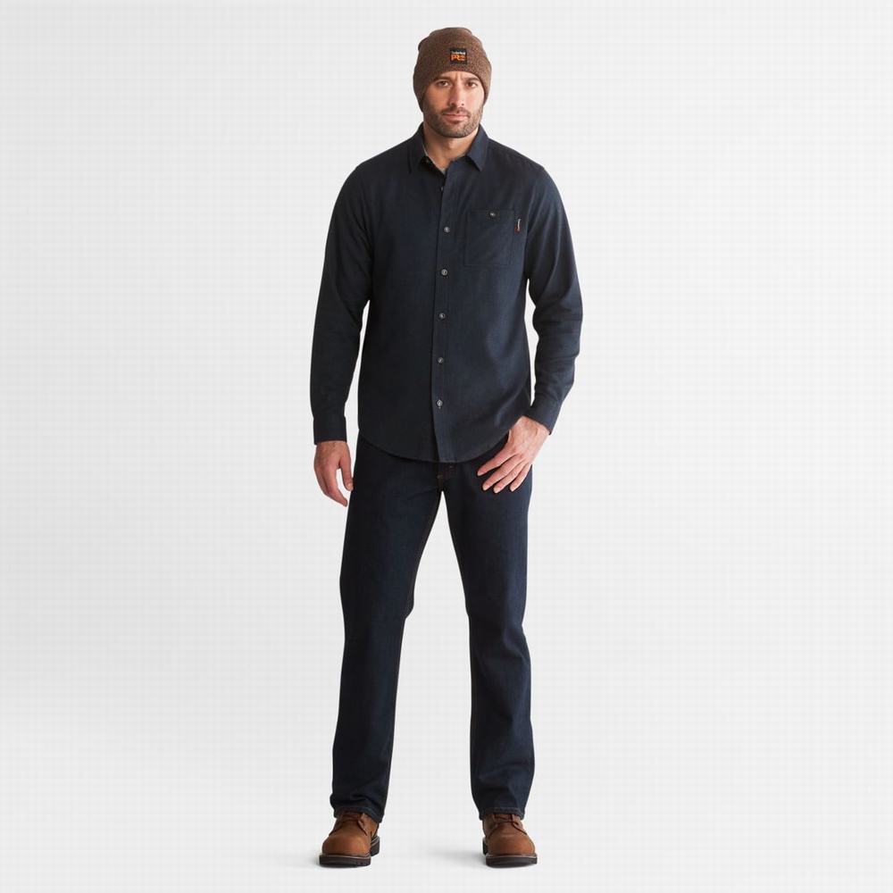 Timberland PRO® Woodfort Midweight Flannel İş Gömlek Erkek Mavi | TR-9764N