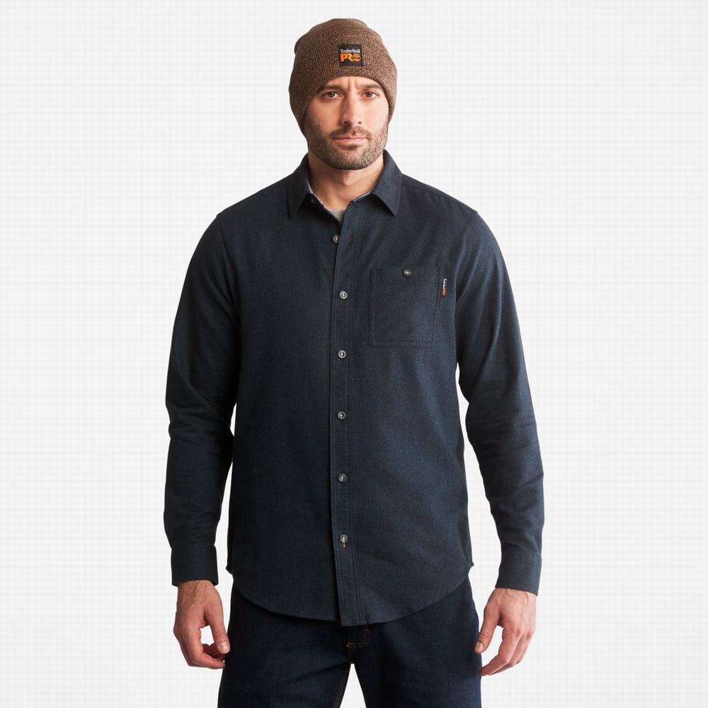 Timberland PRO® Woodfort Midweight Flannel İş Gömlek Erkek Mavi | TR-9764N