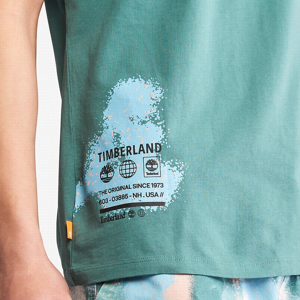 Timberland Paint Graphic Tişört Erkek Turkuaz | TR-8320N