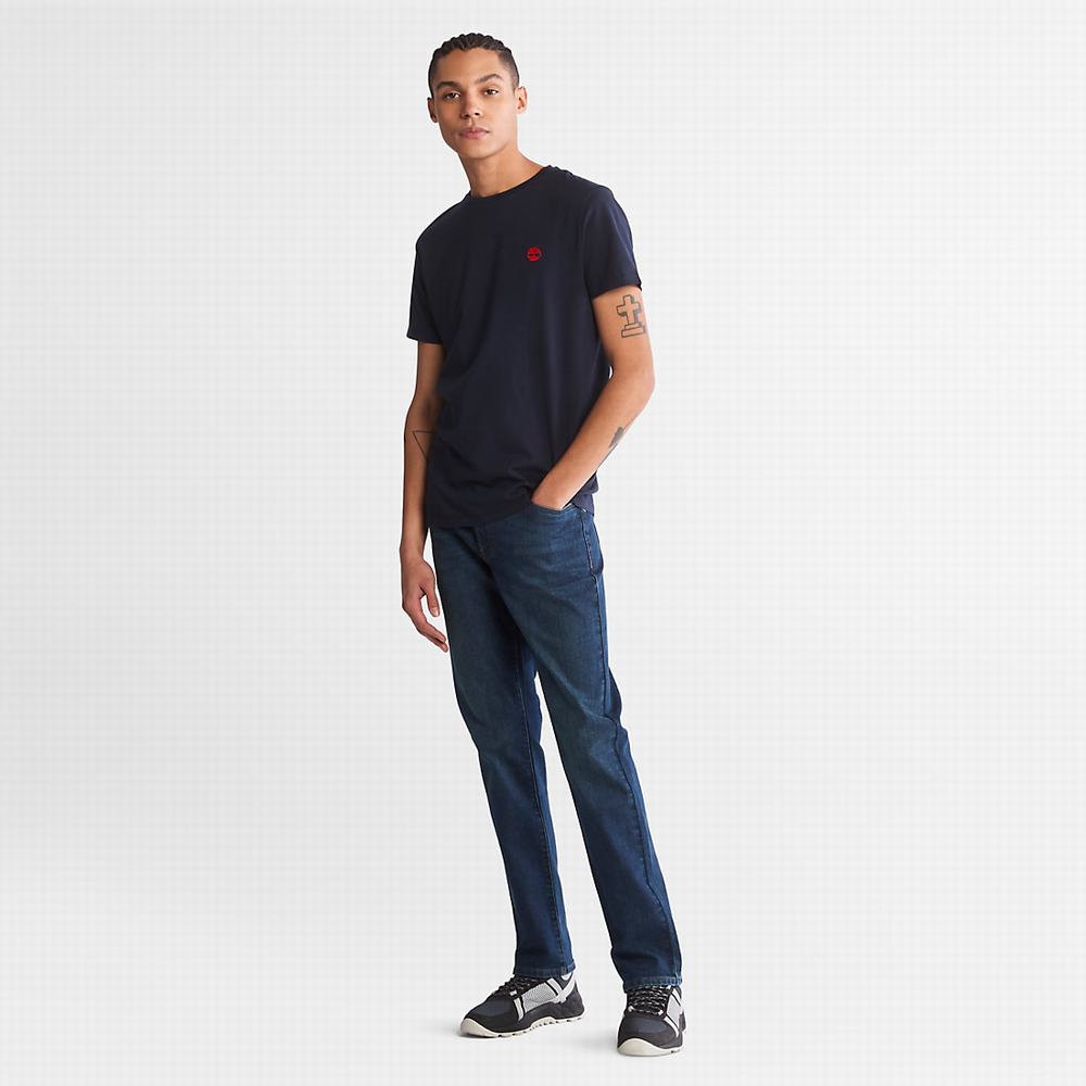 Timberland Pamuklu Logo Tişört Erkek Lacivert | TR-4983N