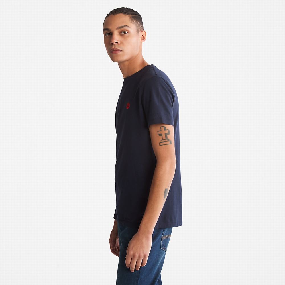 Timberland Pamuklu Logo Tişört Erkek Lacivert | TR-4983N