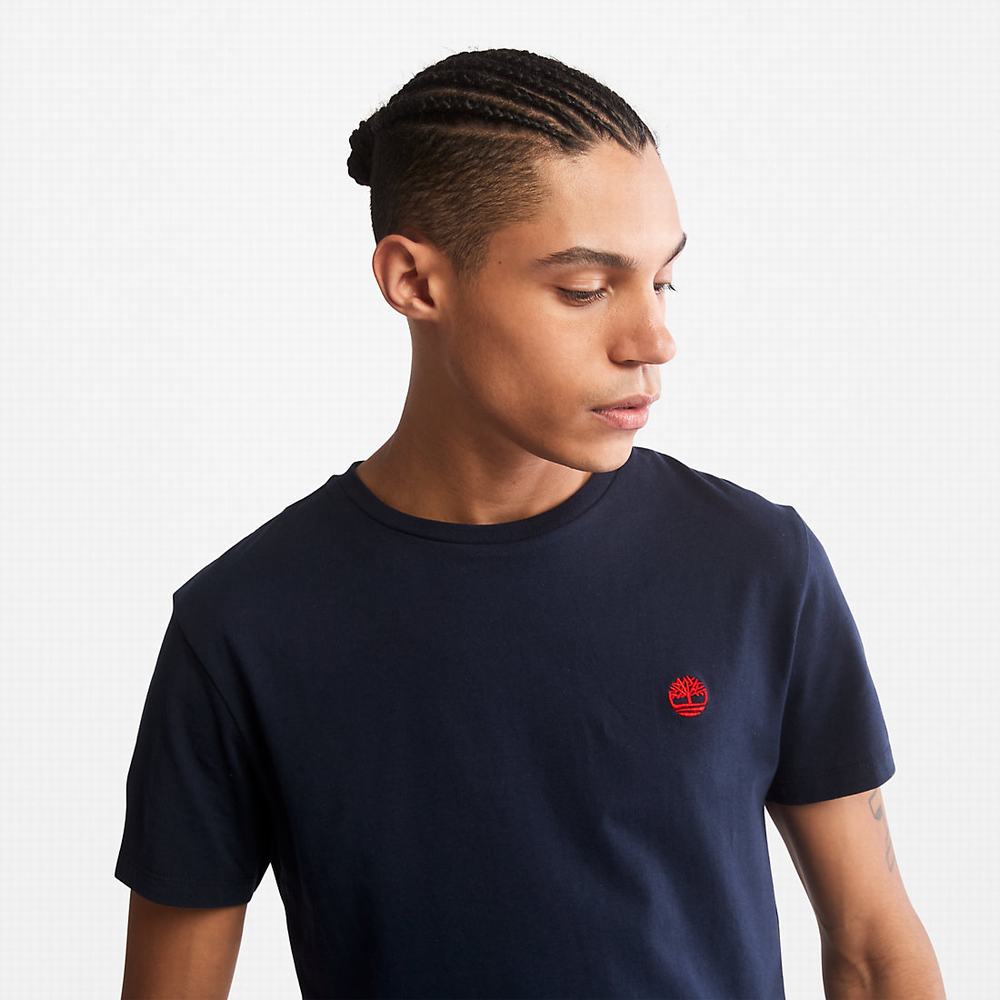 Timberland Pamuklu Logo Tişört Erkek Lacivert | TR-4983N