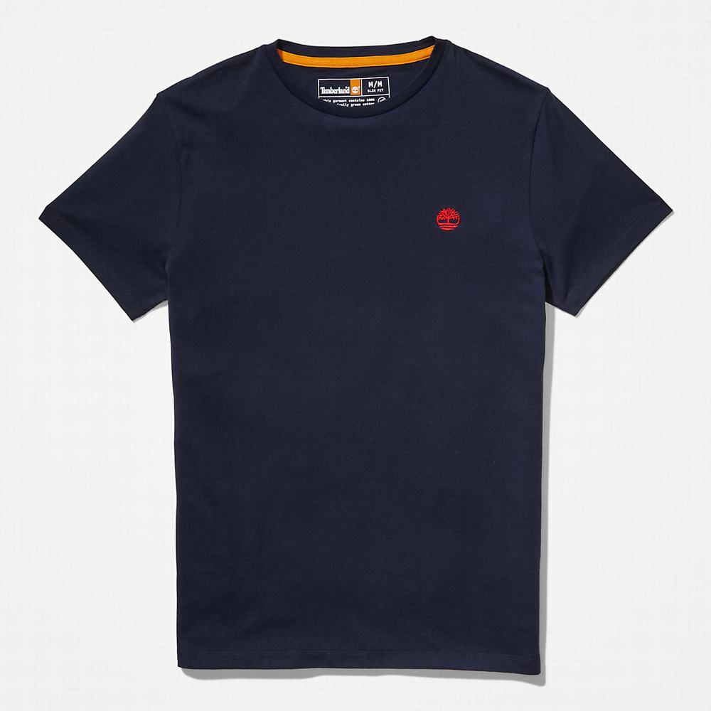 Timberland Pamuklu Logo Tişört Erkek Lacivert | TR-4983N