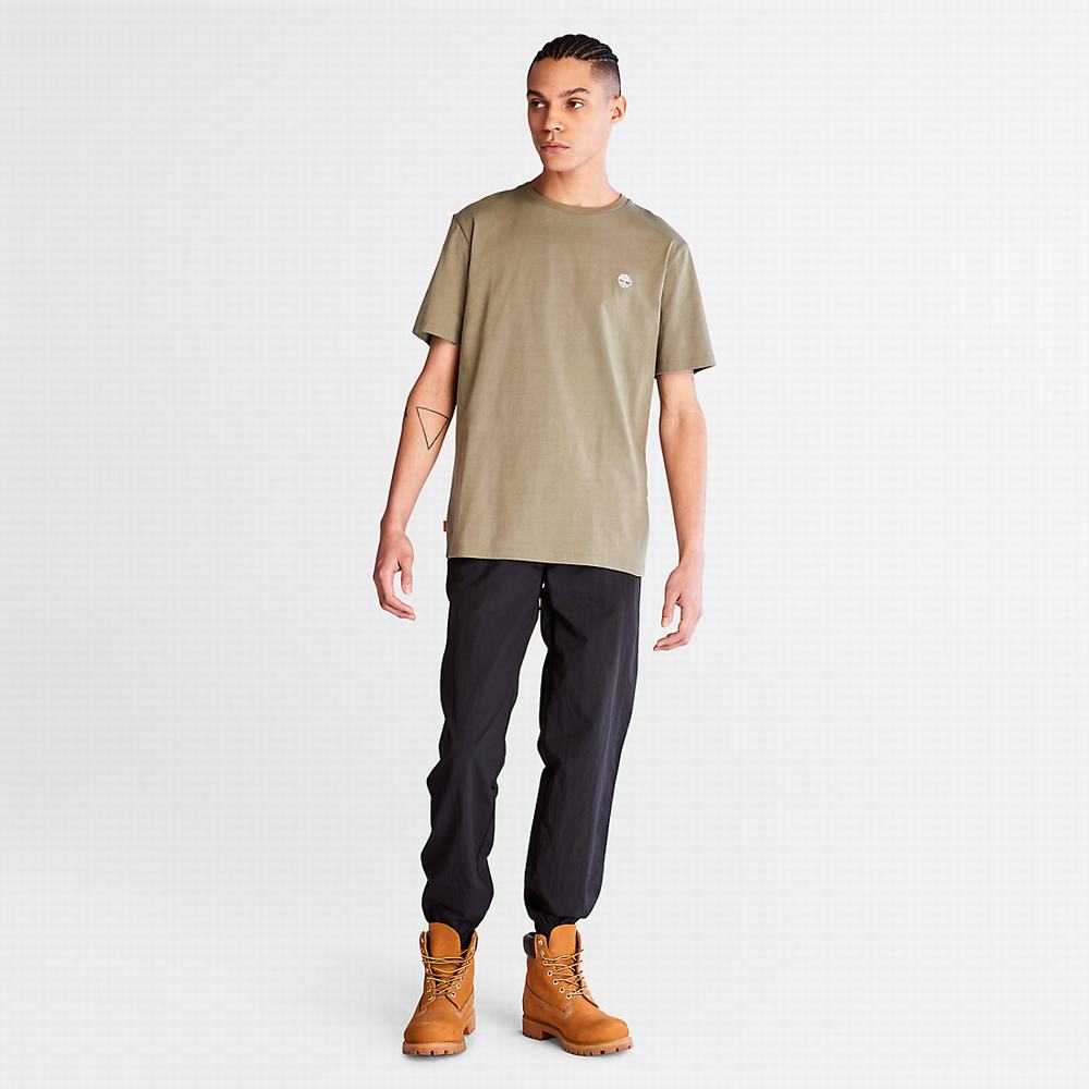 Timberland Pamuklu Logo Tişört Erkek Yeşil | TR-6374E