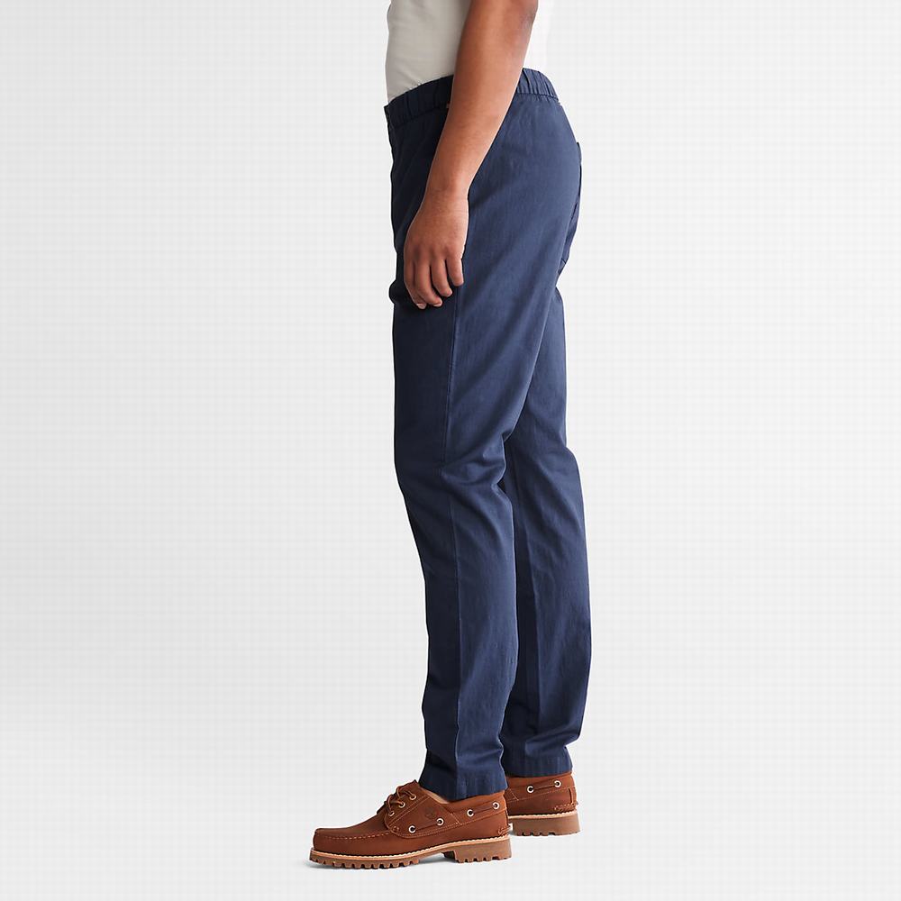 Timberland Pamuklu and Linen-Blend Jogger Pantolon Erkek Lacivert | TR-6254Z