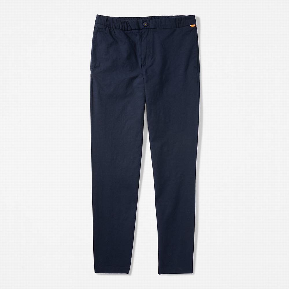 Timberland Pamuklu and Linen-Blend Jogger Pantolon Erkek Lacivert | TR-6254Z