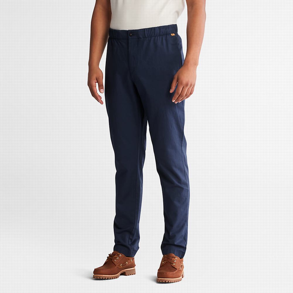 Timberland Pamuklu and Linen-Blend Jogger Pantolon Erkek Lacivert | TR-6254Z