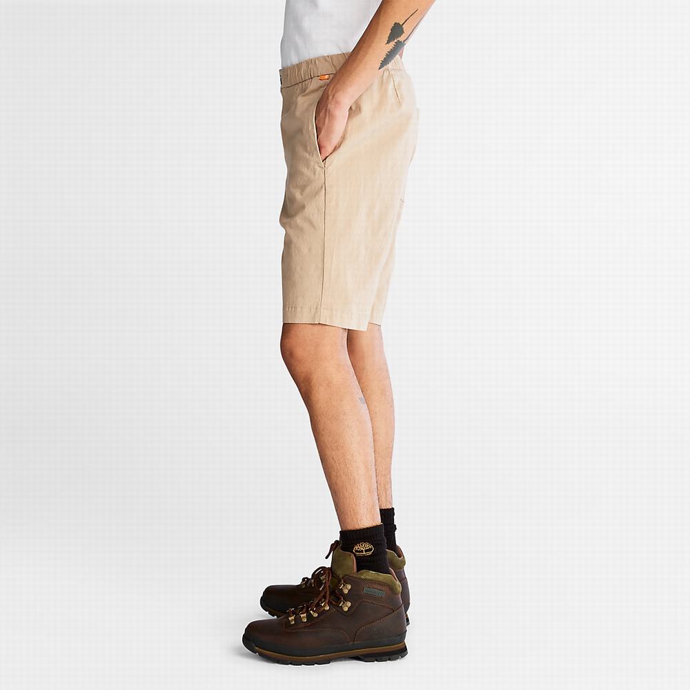 Timberland Pamuklu and Linen-Blend Şort Erkek Bej Rengi | TR-3658H