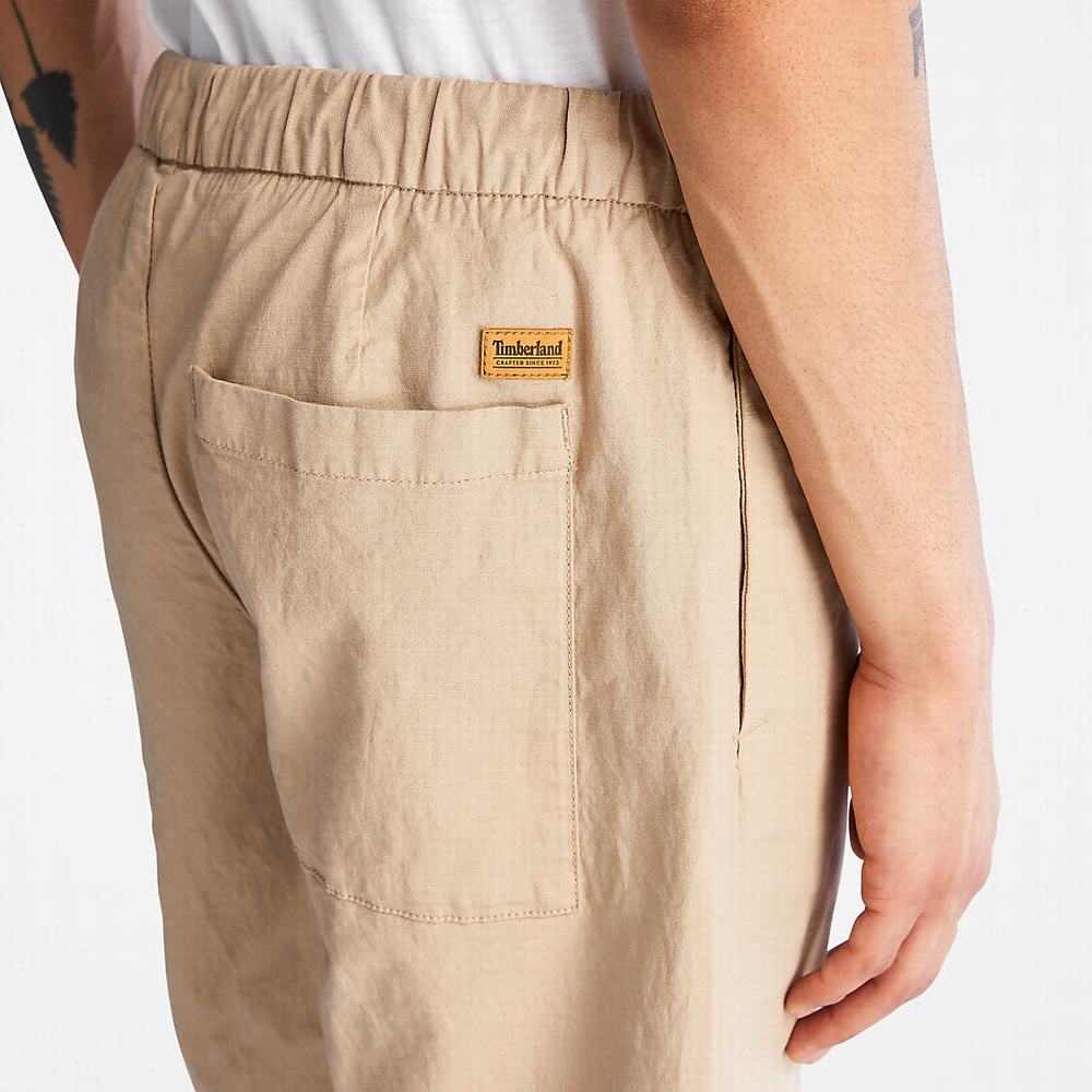 Timberland Pamuklu and Linen-Blend Şort Erkek Bej Rengi | TR-3658H