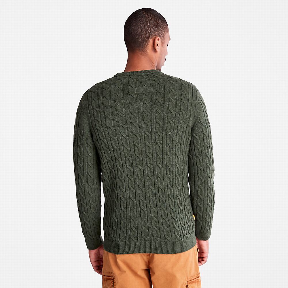 Timberland Phillips Brook Cable Crewneck Süveter Erkek Koyu Yeşil | TR-4170L