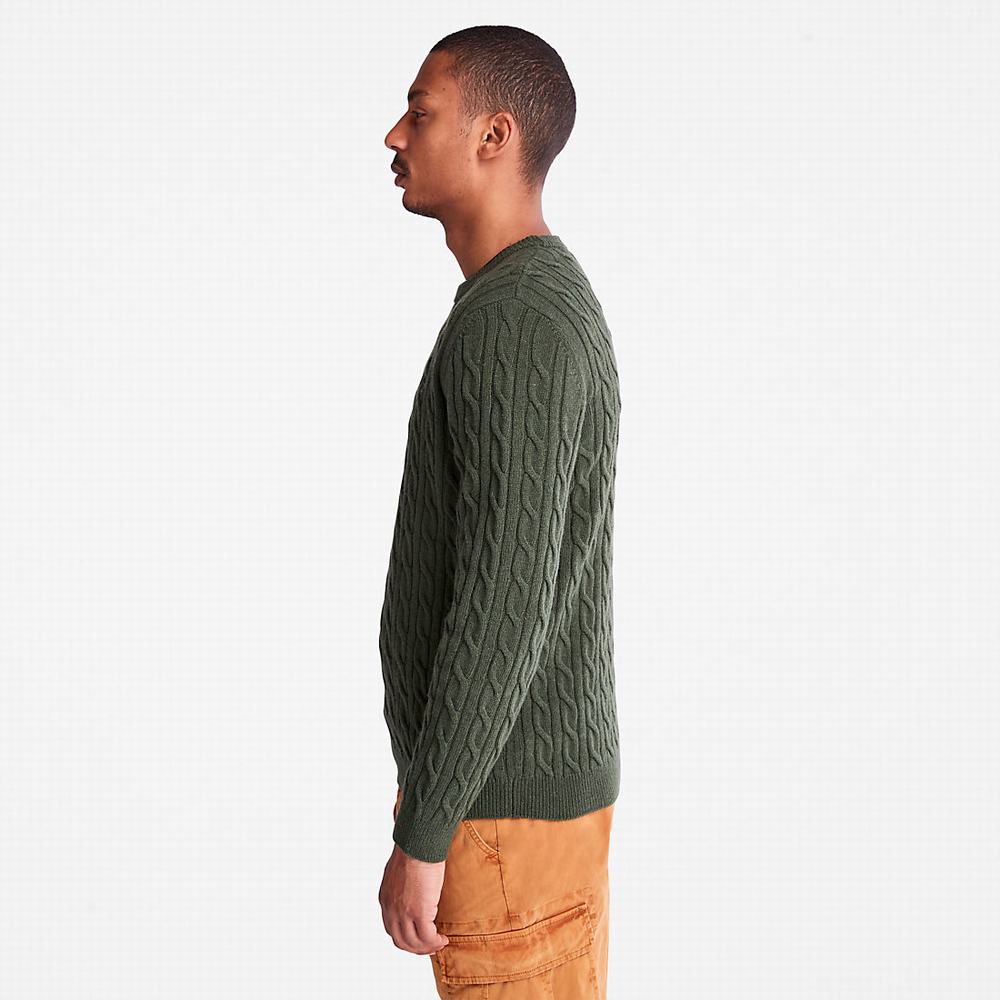 Timberland Phillips Brook Cable Crewneck Süveter Erkek Koyu Yeşil | TR-4170L