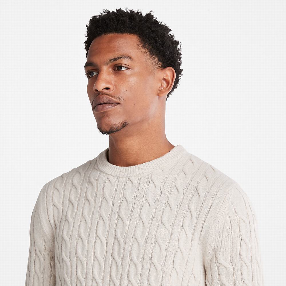 Timberland Phillips Brook Cable Crewneck Süveter Erkek Bej Rengi | TR-6172Z