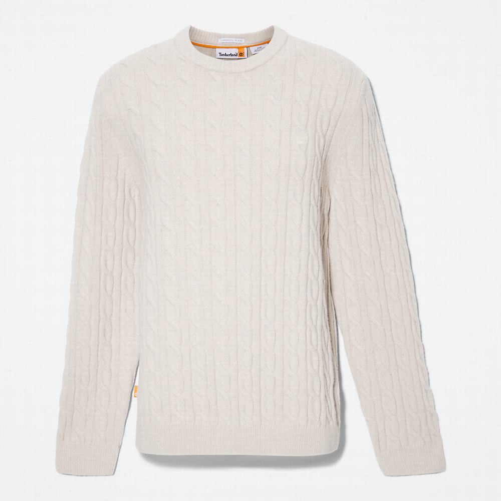Timberland Phillips Brook Cable Crewneck Süveter Erkek Bej Rengi | TR-6172Z
