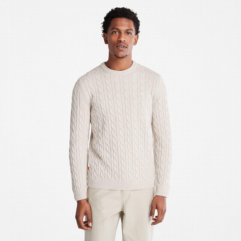 Timberland Phillips Brook Cable Crewneck Süveter Erkek Bej Rengi | TR-6172Z