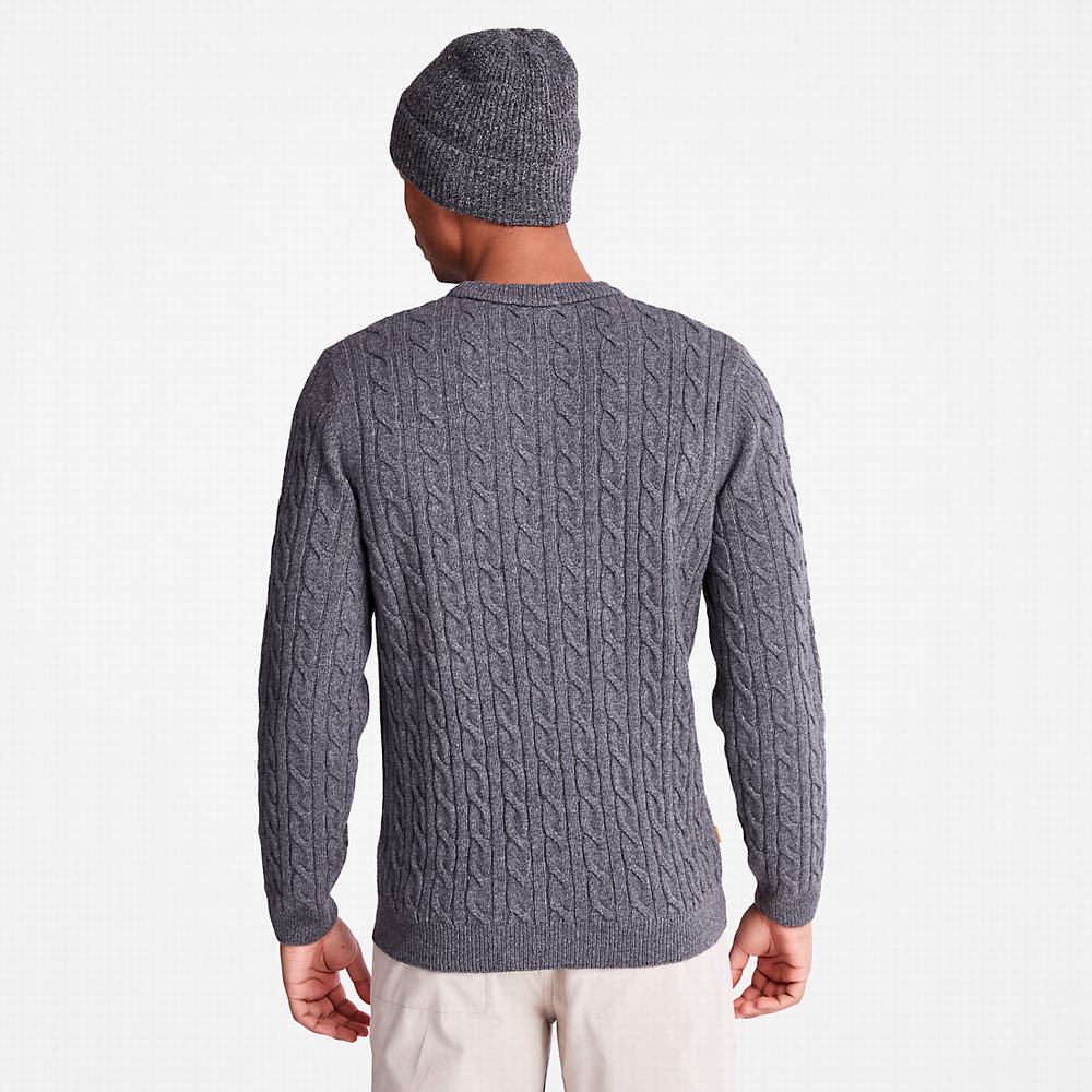 Timberland Phillips Brook Cable-knit Kazak Erkek Koyu Gri | TR-0364B