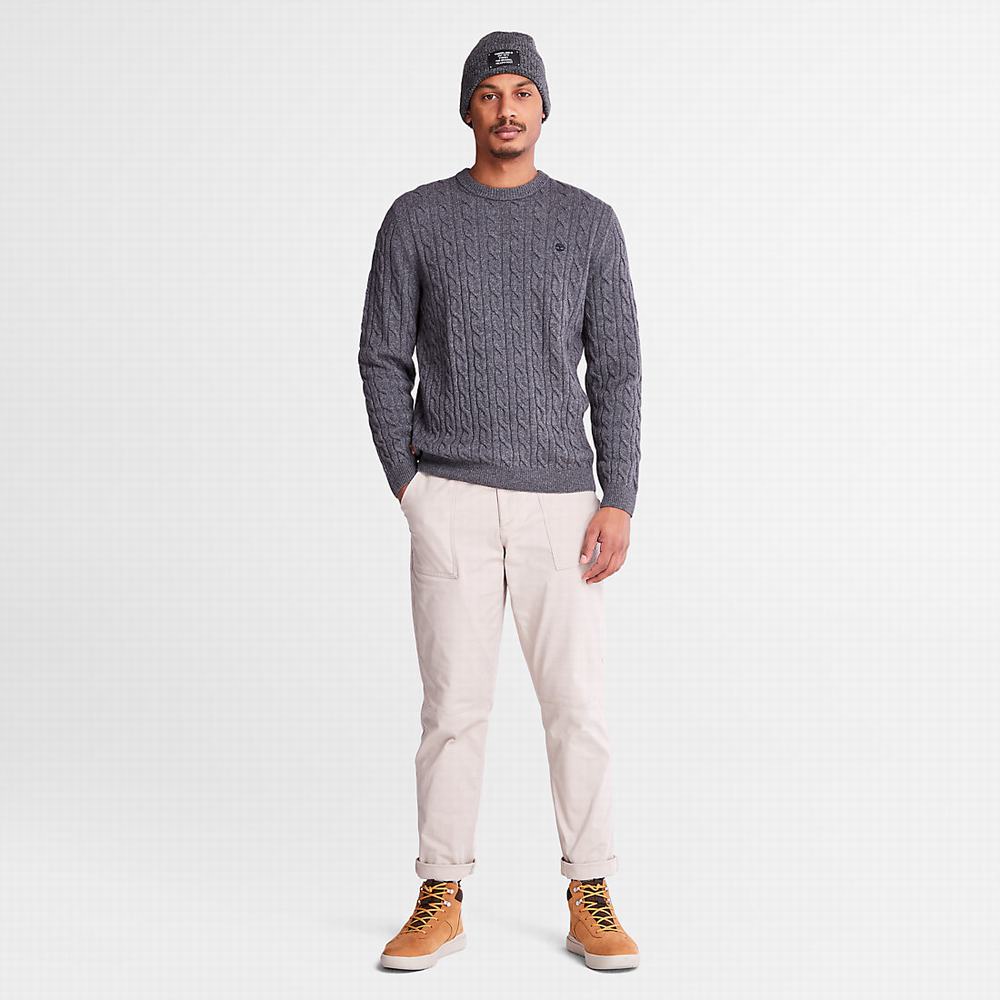 Timberland Phillips Brook Cable-knit Kazak Erkek Koyu Gri | TR-0364B