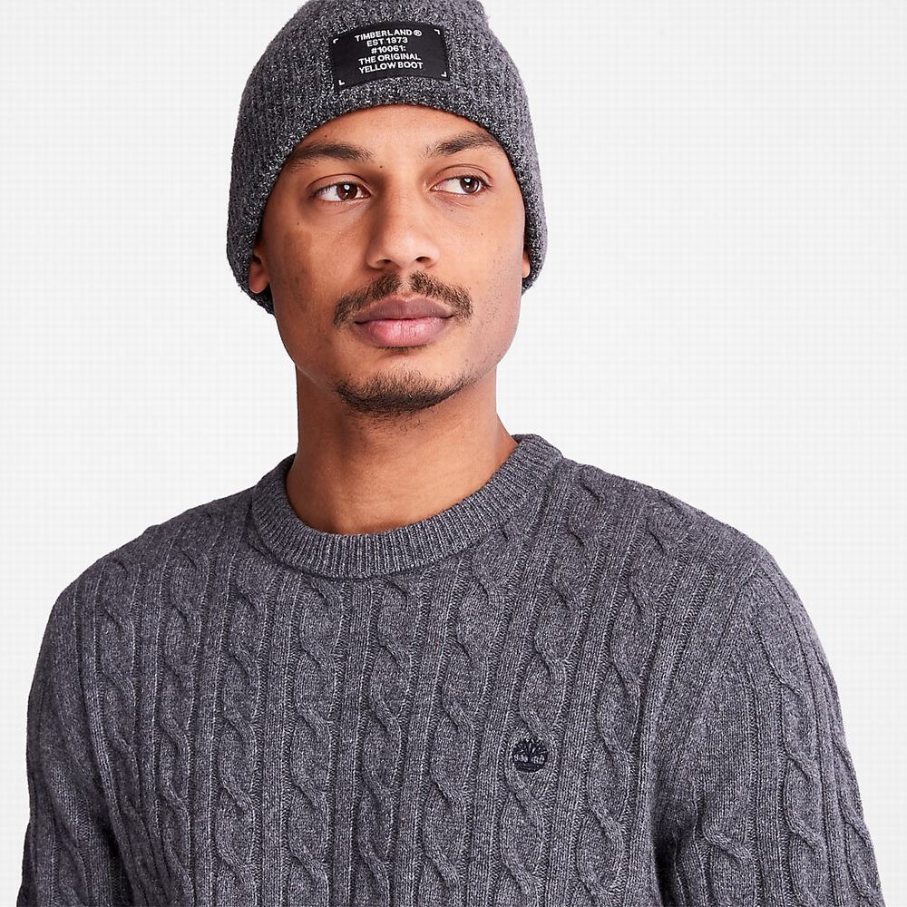Timberland Phillips Brook Cable-knit Kazak Erkek Koyu Gri | TR-0364B
