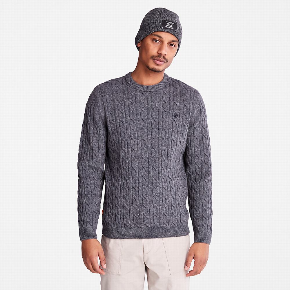 Timberland Phillips Brook Cable-knit Kazak Erkek Koyu Gri | TR-0364B