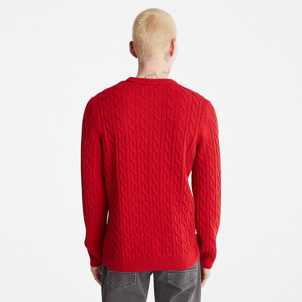 Timberland Phillips Brook Cable-knit Kazak Erkek Kırmızı | TR-0657X